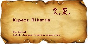 Kupecz Rikarda névjegykártya